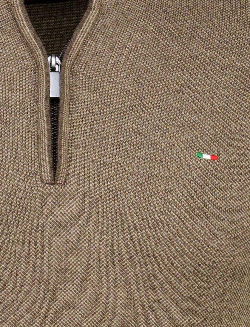 Portofino bruine half zip trui katoen