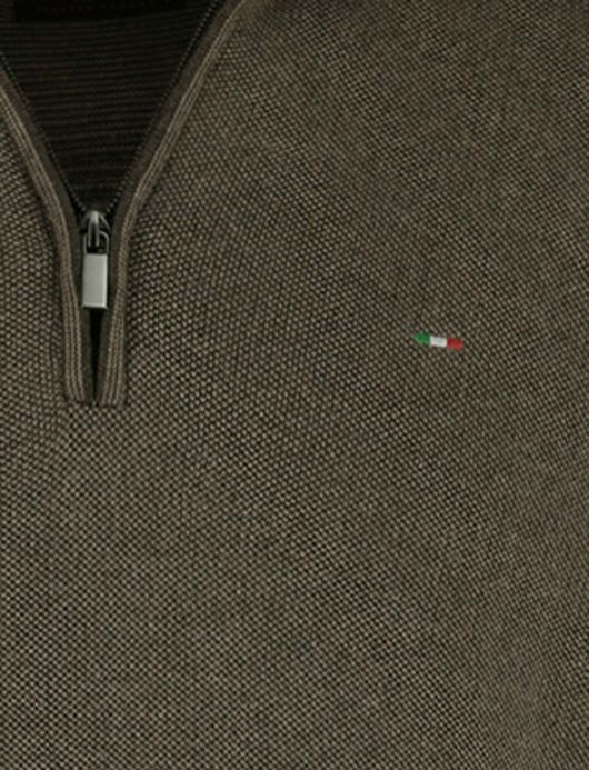 Portofino half zip trui bruin gemeleerd