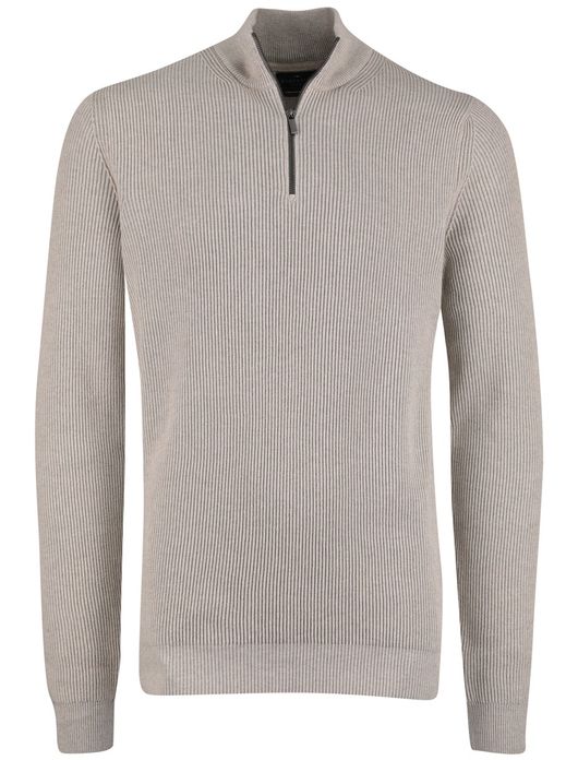 Portofino trui half zip beige katoen