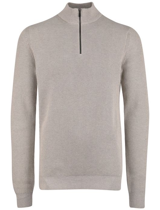 Portofino trui half zip beige katoen