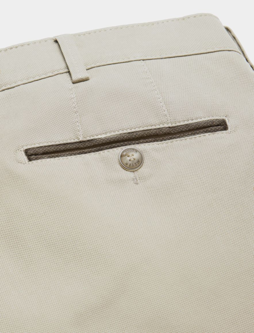 Meyer broek creme effen flatfront katoen Bonn normale fit
