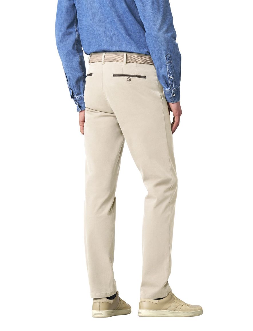 Meyer broek creme effen flatfront katoen Bonn normale fit