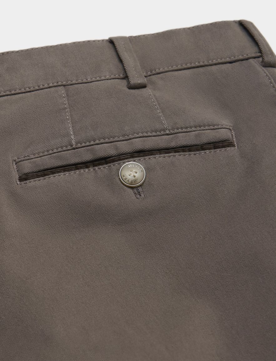Meyer flatfront broek Oslo bruin effen katoen