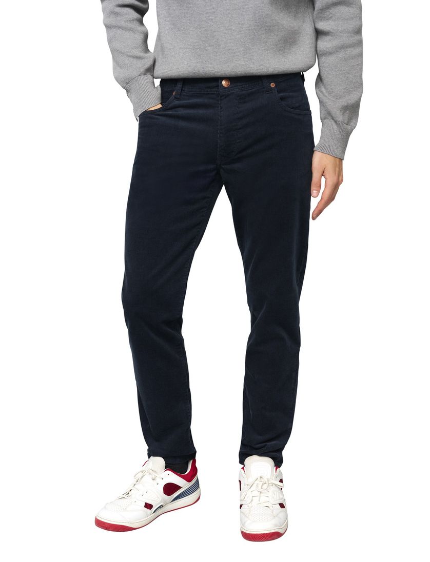 5p broek Meyer M5 Five donkerblauw effen corduroy