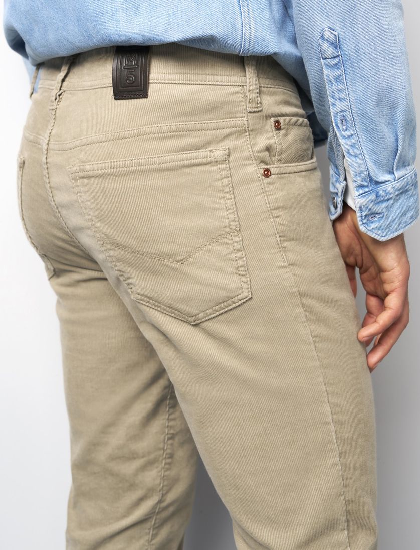 Meyer M5 Five 5-pocket model broek beige effen corduroy
