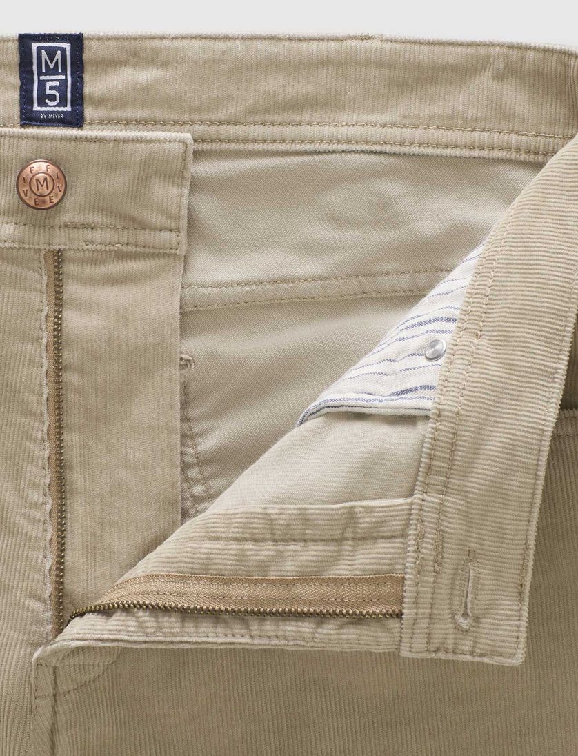 Meyer M5 Five 5-pocket model broek beige effen corduroy