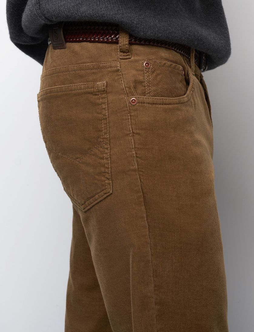 Meyer M5 Five 5-pocket model broek bruin effen corduroy