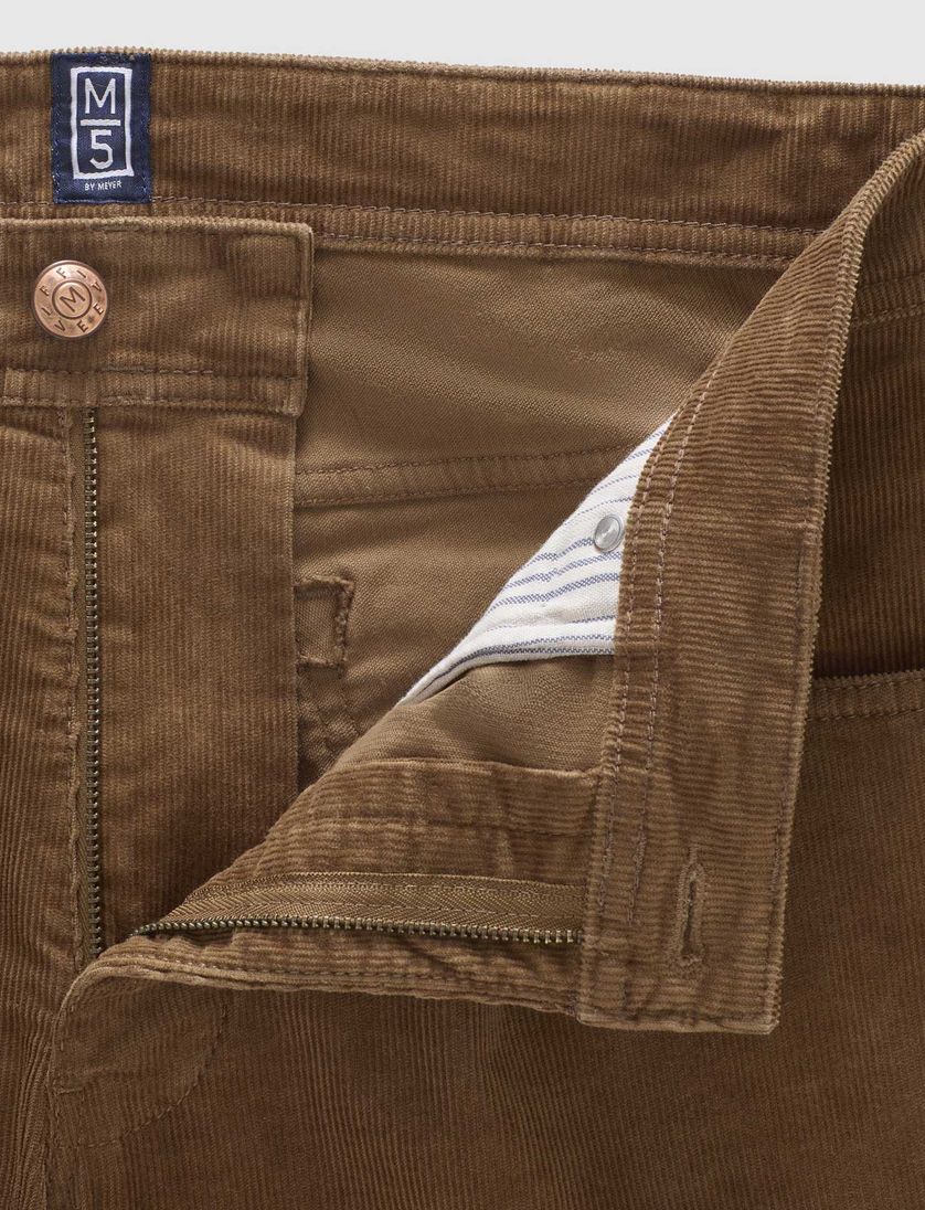 Meyer M5 Five 5-pocket model broek bruin effen corduroy