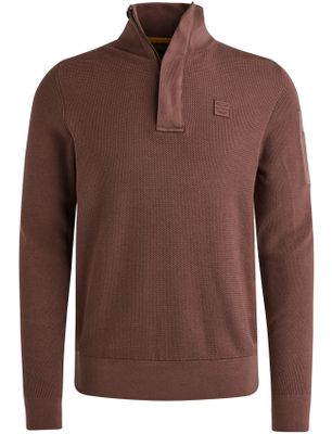 PME Legend PME trui effen bruin normale fit half zip