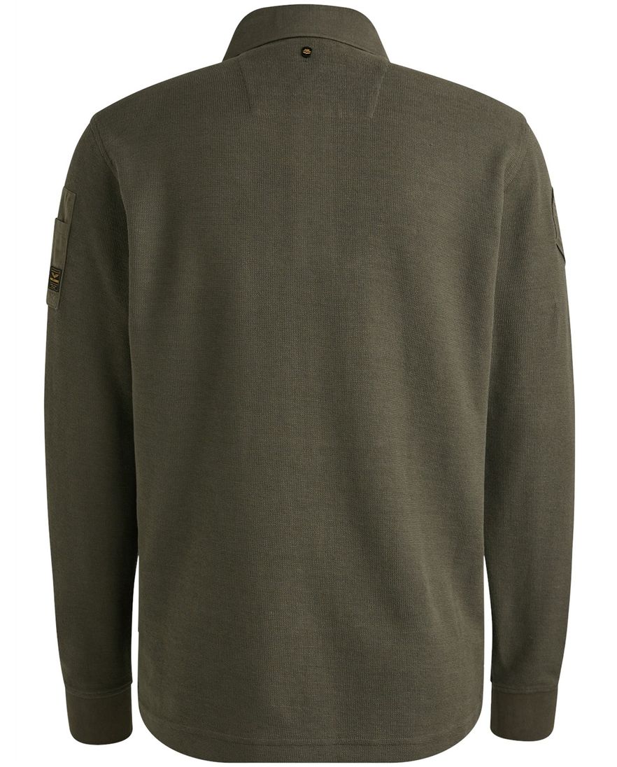 PME legend groen effen poloshirt lange mouwen