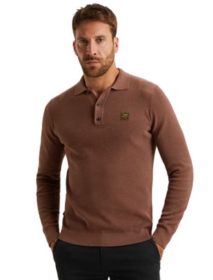 PME Legend polo lange mouw bruin PME Legend