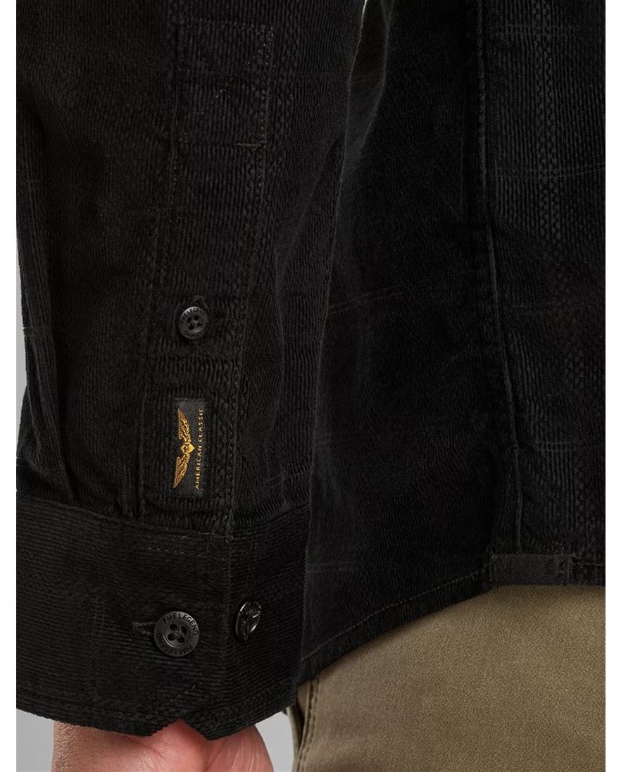 PME Legend overhemd zwart geruit met dubbele borstzak