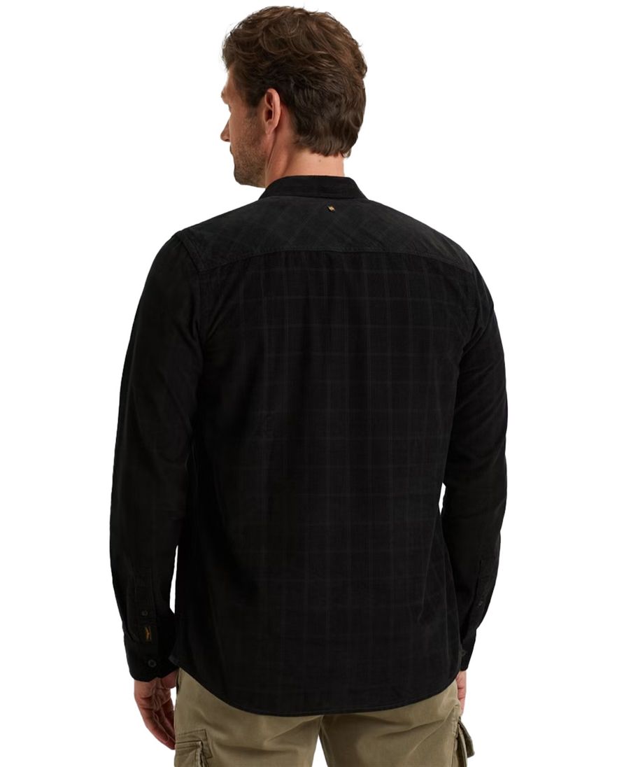 PME Legend overhemd zwart geruit met dubbele borstzak