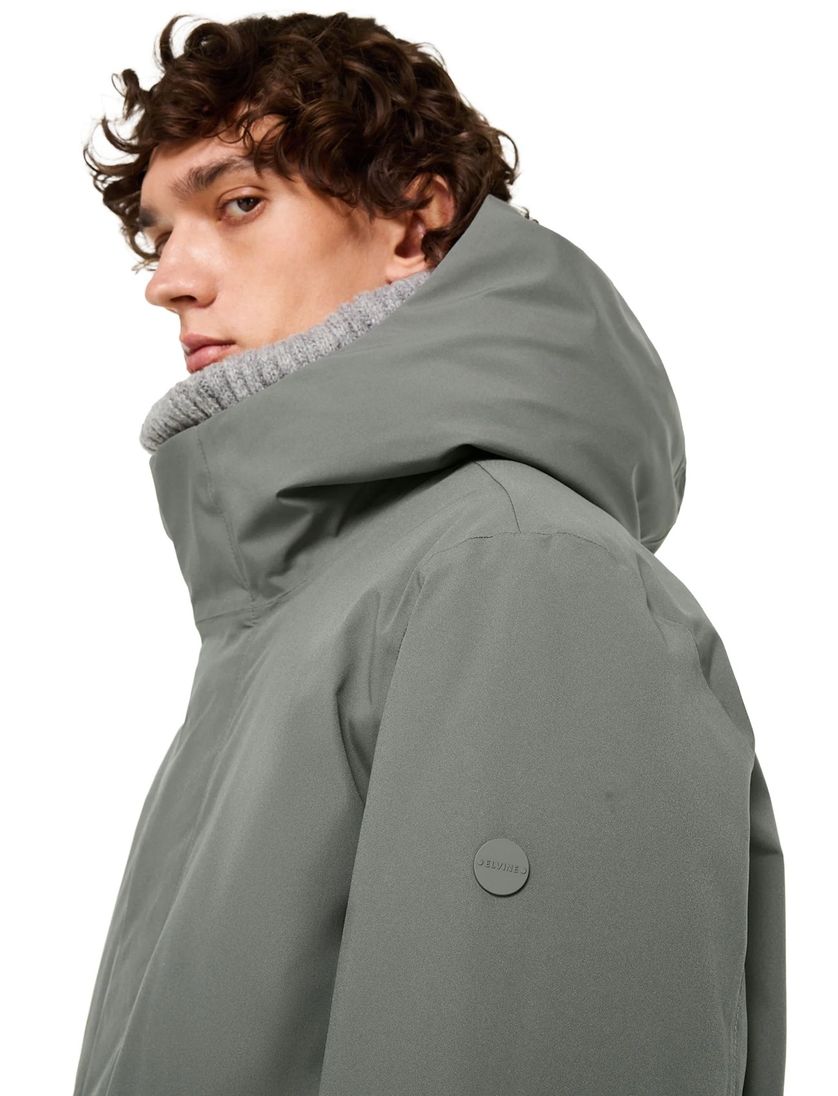 Elvine winterjas effen groen normale fit