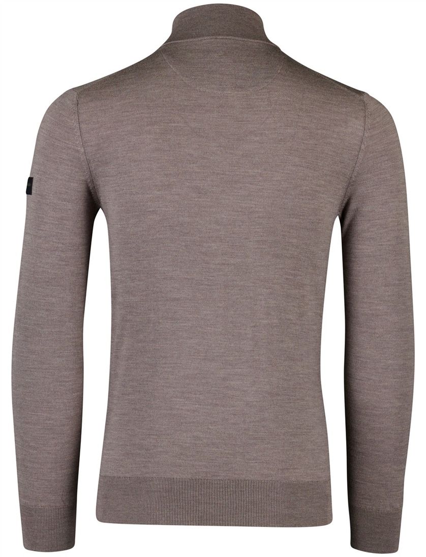 Trui Cavallaro Saronno half zip taupe merinowol
