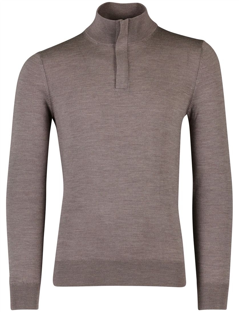 Trui Cavallaro Saronno half zip taupe merinowol