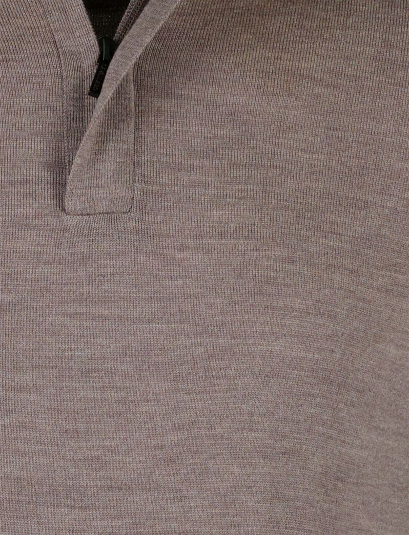 Trui Cavallaro Saronno half zip taupe merinowol
