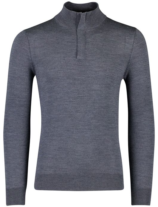 Cavallaro Saronno half zip pullover grijs merinowol