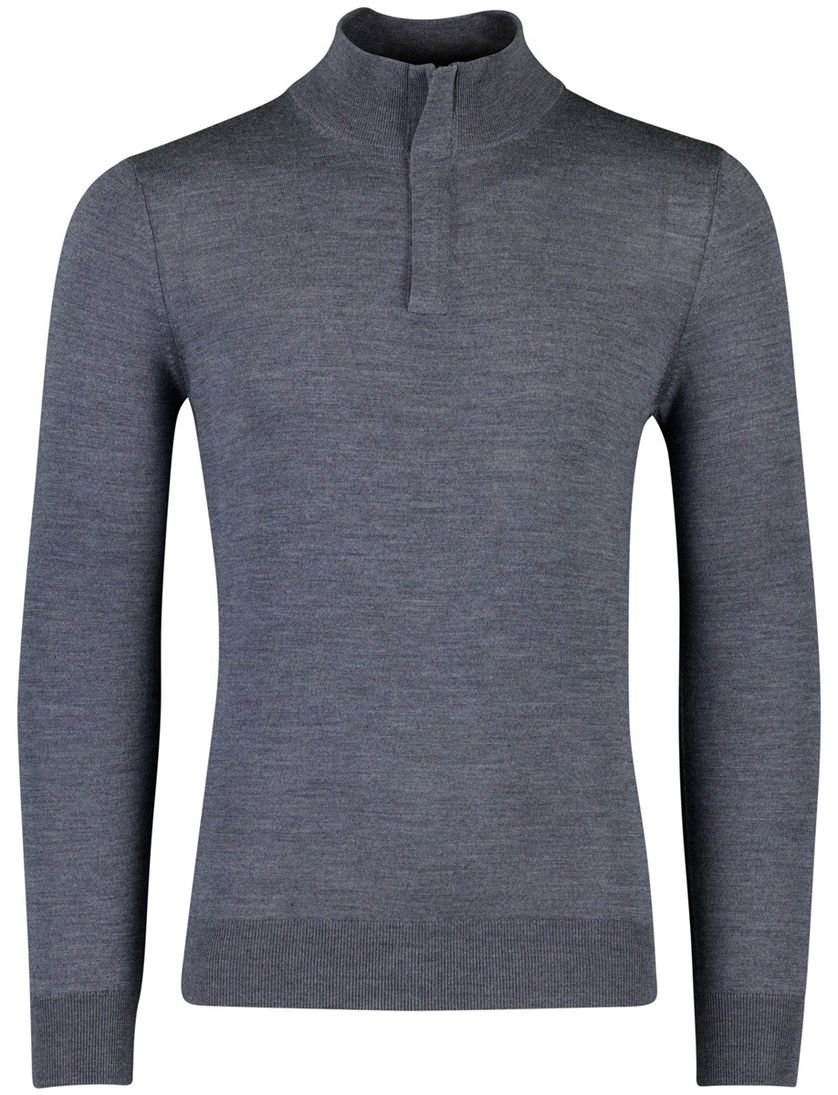 Trui Cavallaro Saronno half zip grijs merinowol
