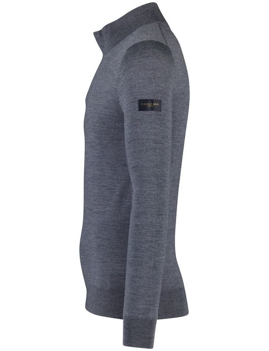 Cavallaro Saronno half zip pullover grijs merinowol