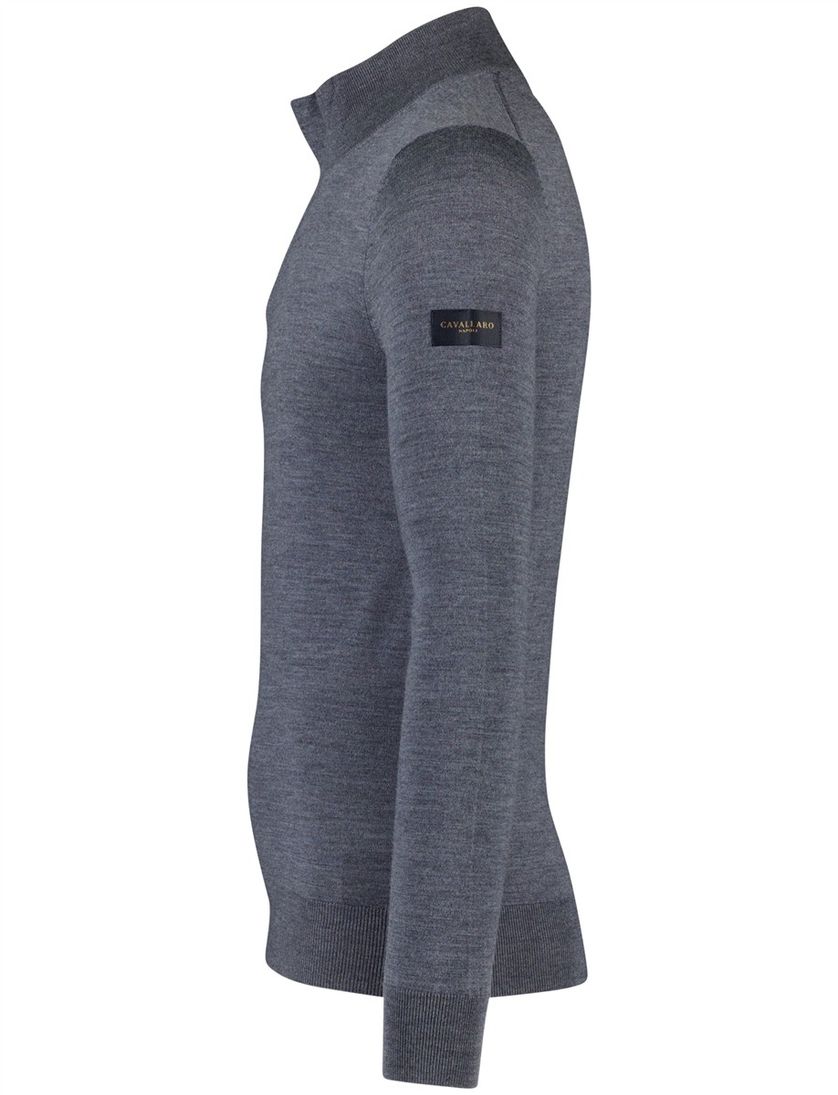 Trui Cavallaro Saronno half zip grijs merinowol
