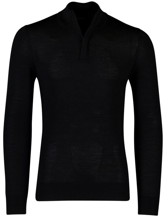 Cavallaro Saronno half zip pullover zwart merinowol