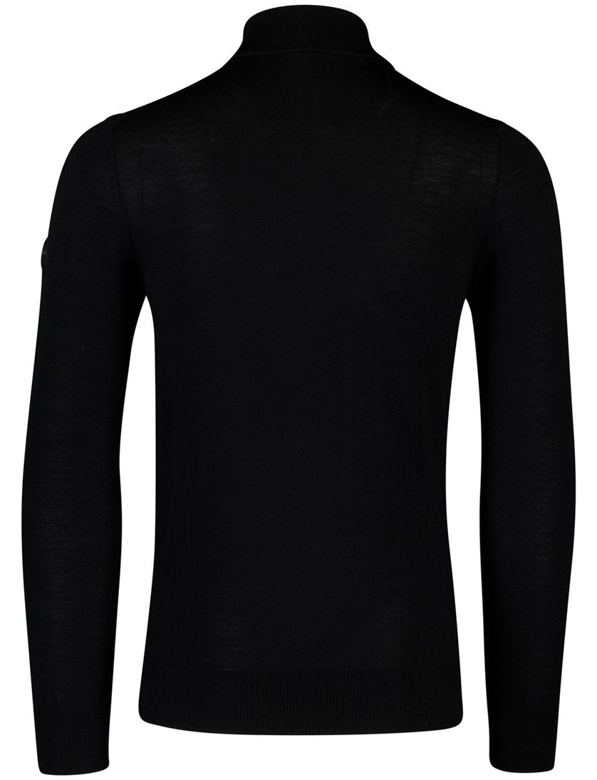 Trui Cavallaro Saronno half zip zwart merinowol