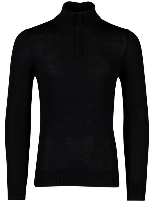 Cavallaro Saronno half zip pullover zwart merinowol