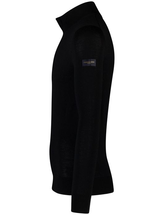Cavallaro Saronno half zip pullover zwart merinowol