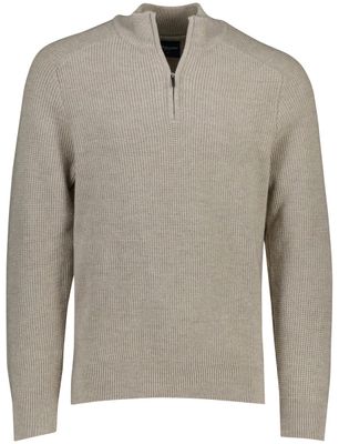 Cavallaro Cavallaro Sagio beige effen half zip trui gebreid