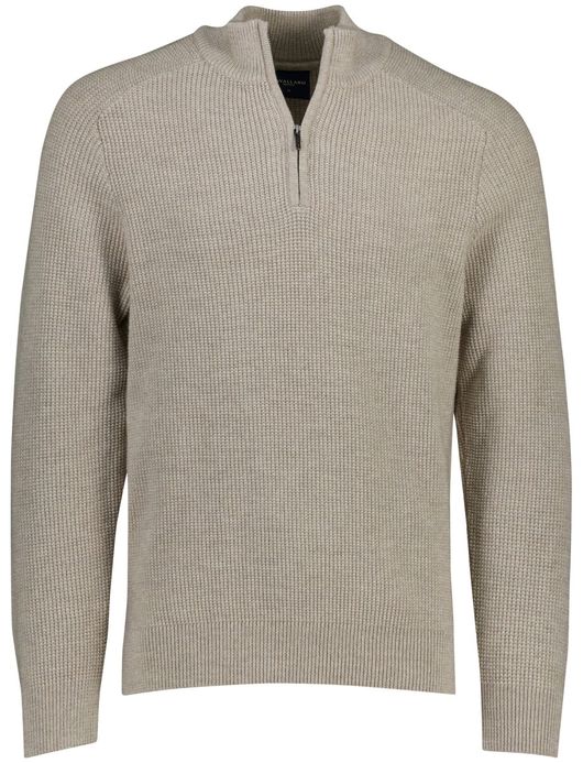 Cavallaro Sagio half zip trui beige effen gebreid