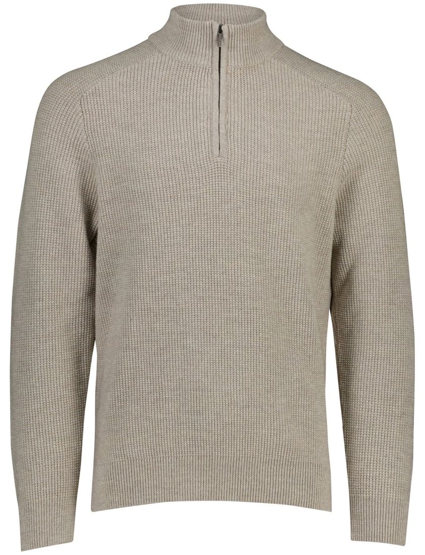 Cavallaro Sagio beige effen half zip trui gebreid