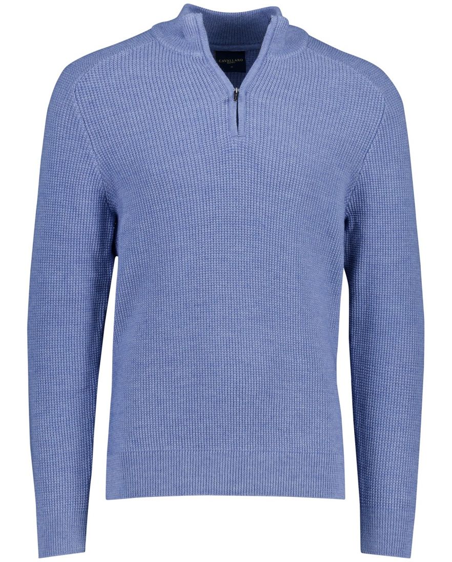 Cavallaro Sagio blauw effen half zip normale fit