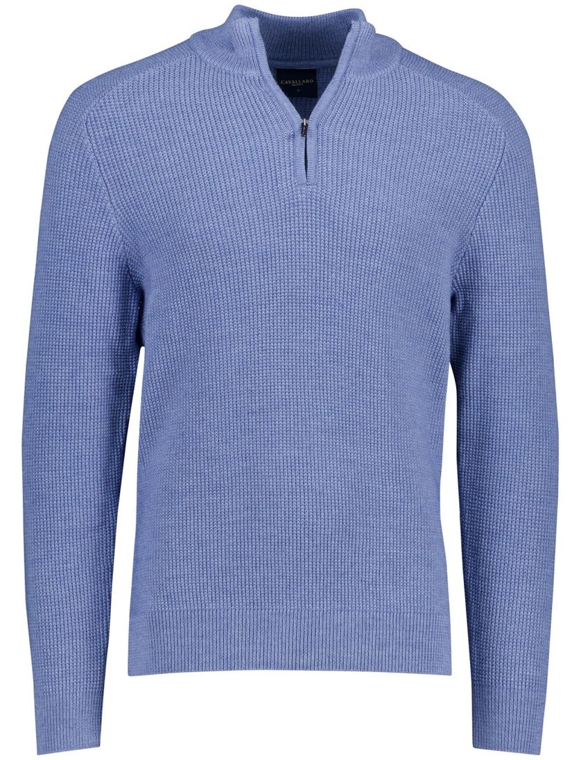 Cavallaro Sagio blauw normale fit half zip effen