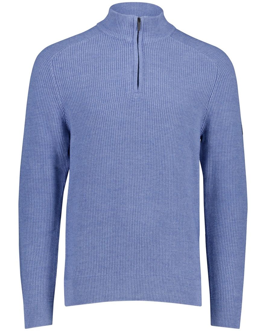 Cavallaro Sagio blauw effen half zip normale fit