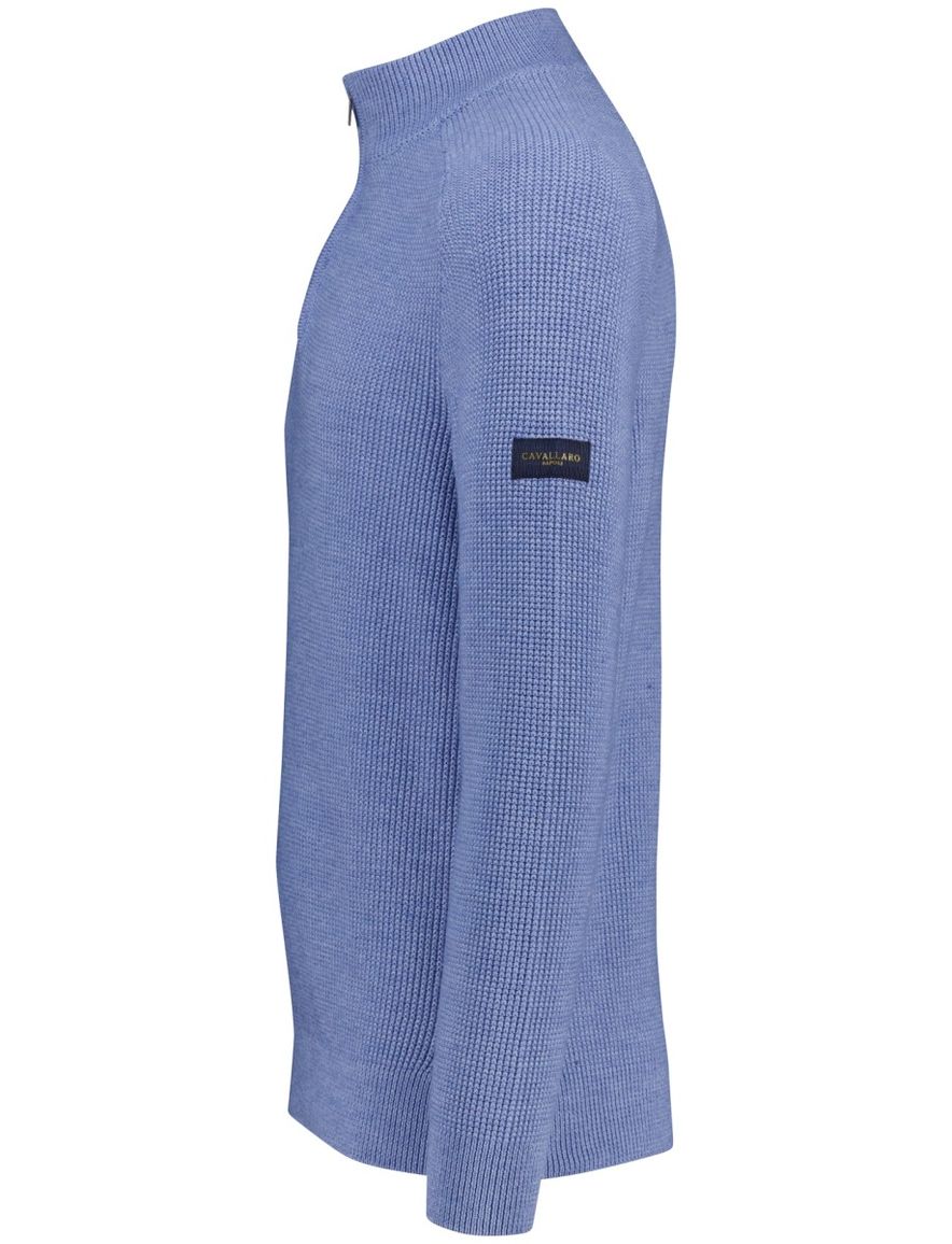 Cavallaro Sagio blauw effen half zip normale fit