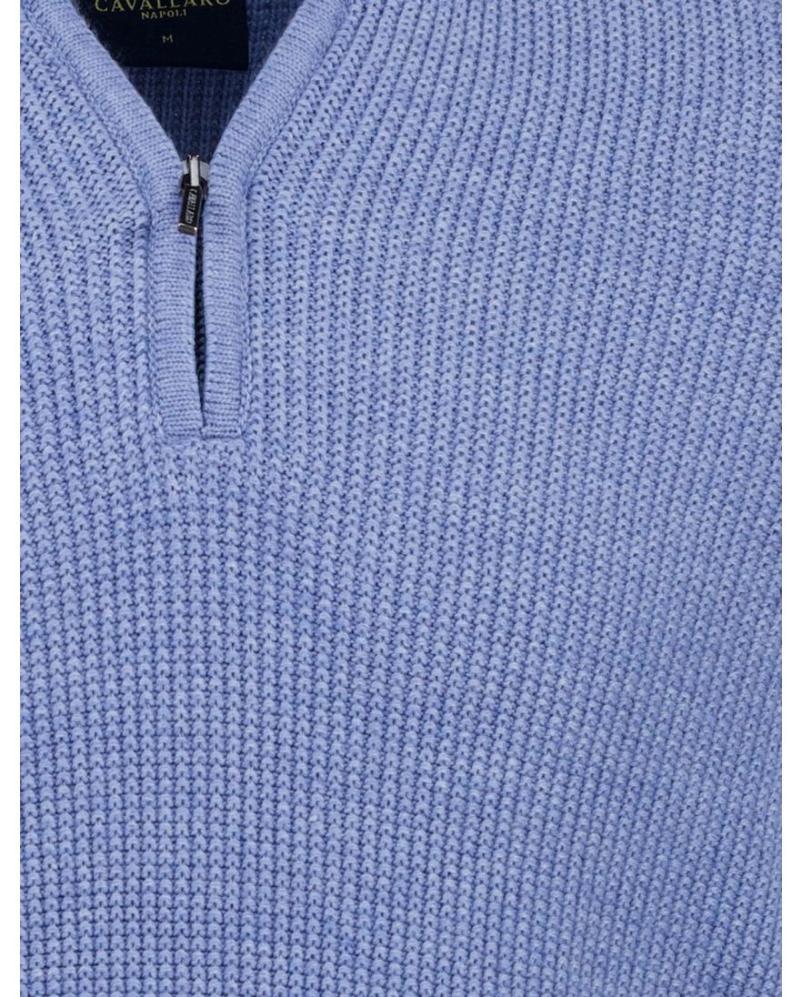 Cavallaro Sagio blauw effen half zip normale fit