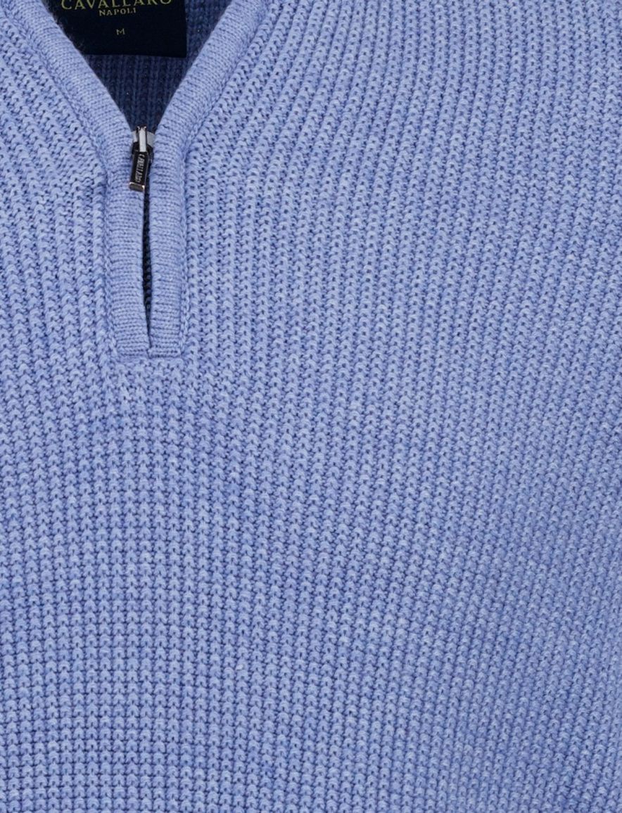 Cavallaro Sagio blauw effen half zip normale fit