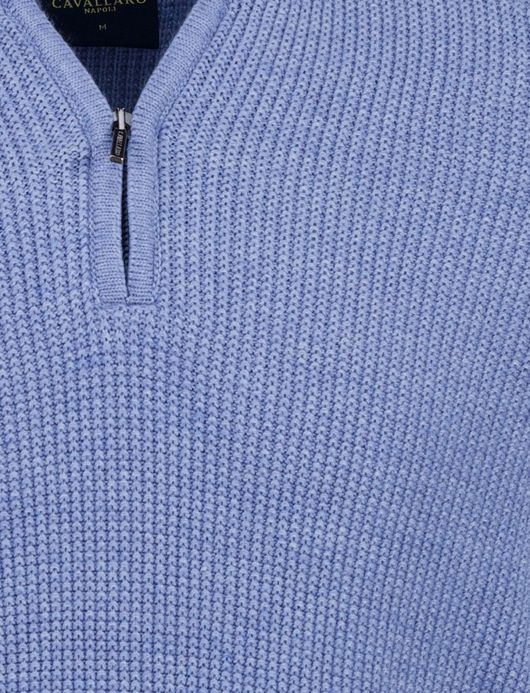 Cavallaro Sagio blauw half zip effen normale fit