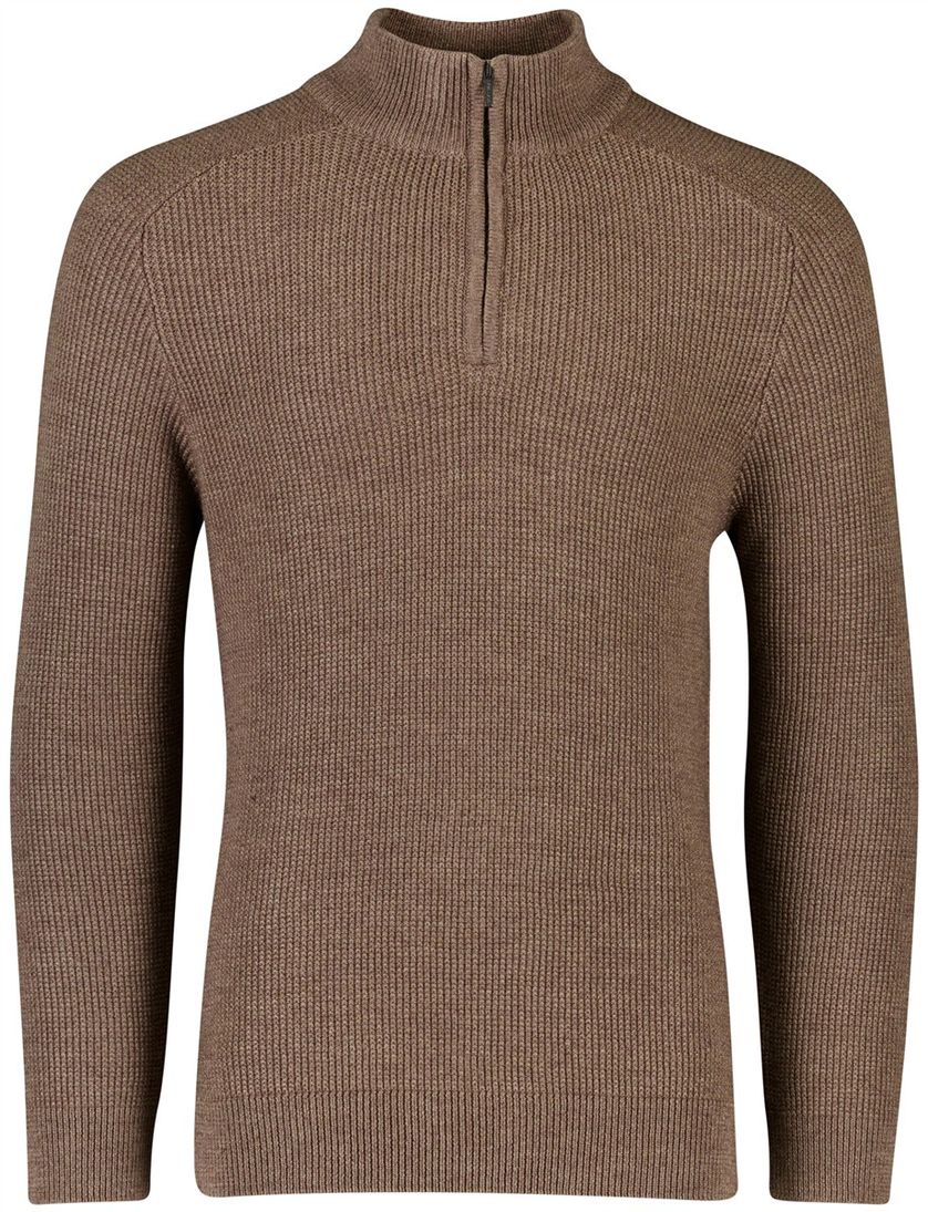 Trui Cavallaro Sagio gebreide half zip bruin