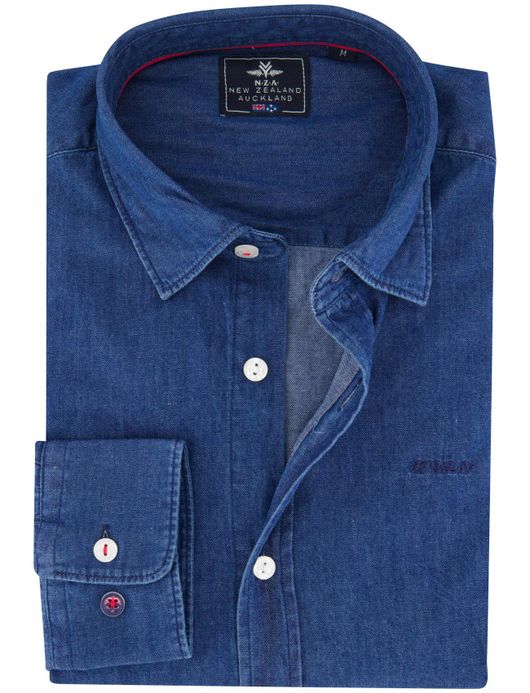 NZA overhemd Rangitahi denim semi-wide collar