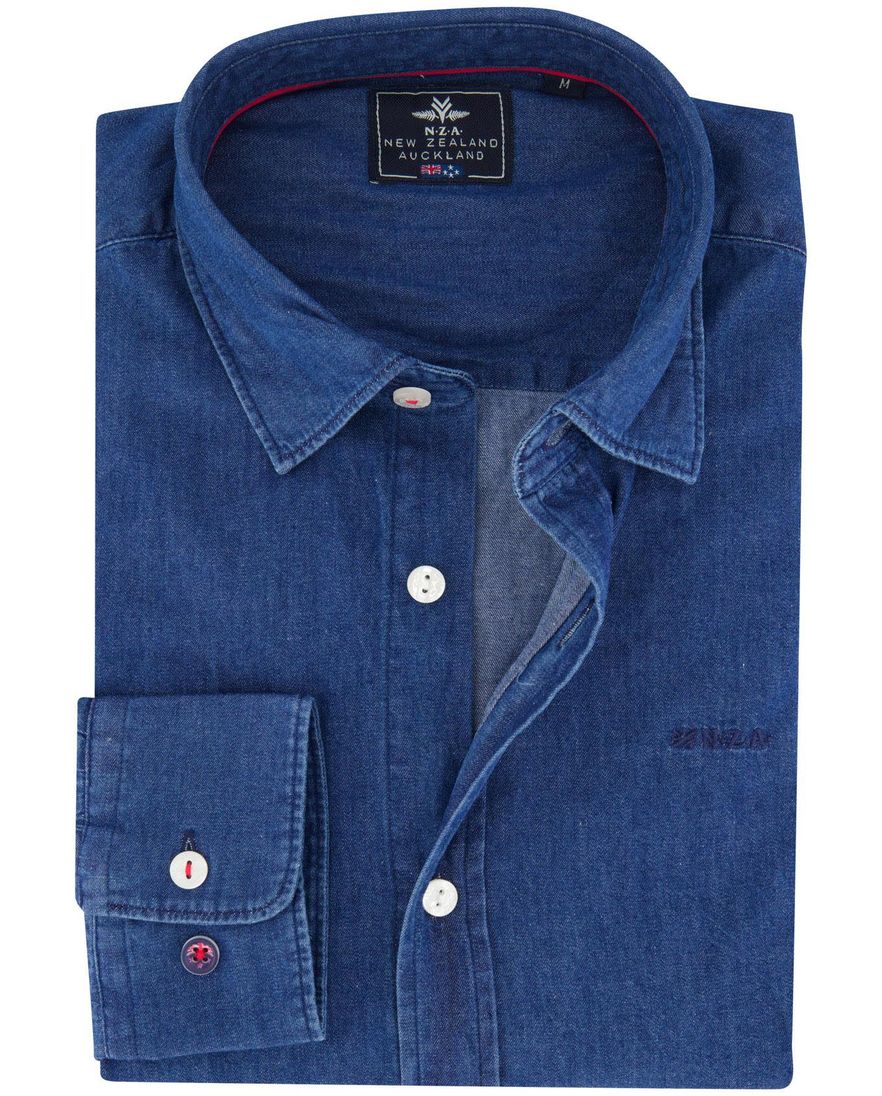 NZA overhemd Rangitahi denim semi-wide collar