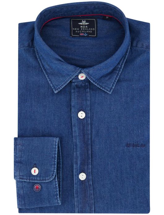 NZA overhemd Rangitahi denim semi-wide collar