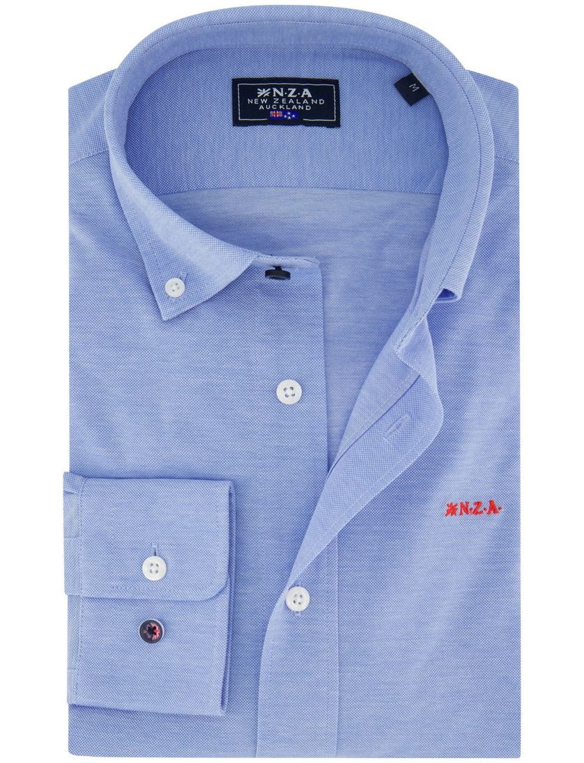 NZA overhemd lichtblauw Riley knitted button-down collar