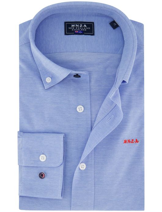 NZA overhemd lichtblauw Riley knitted gemêleerd