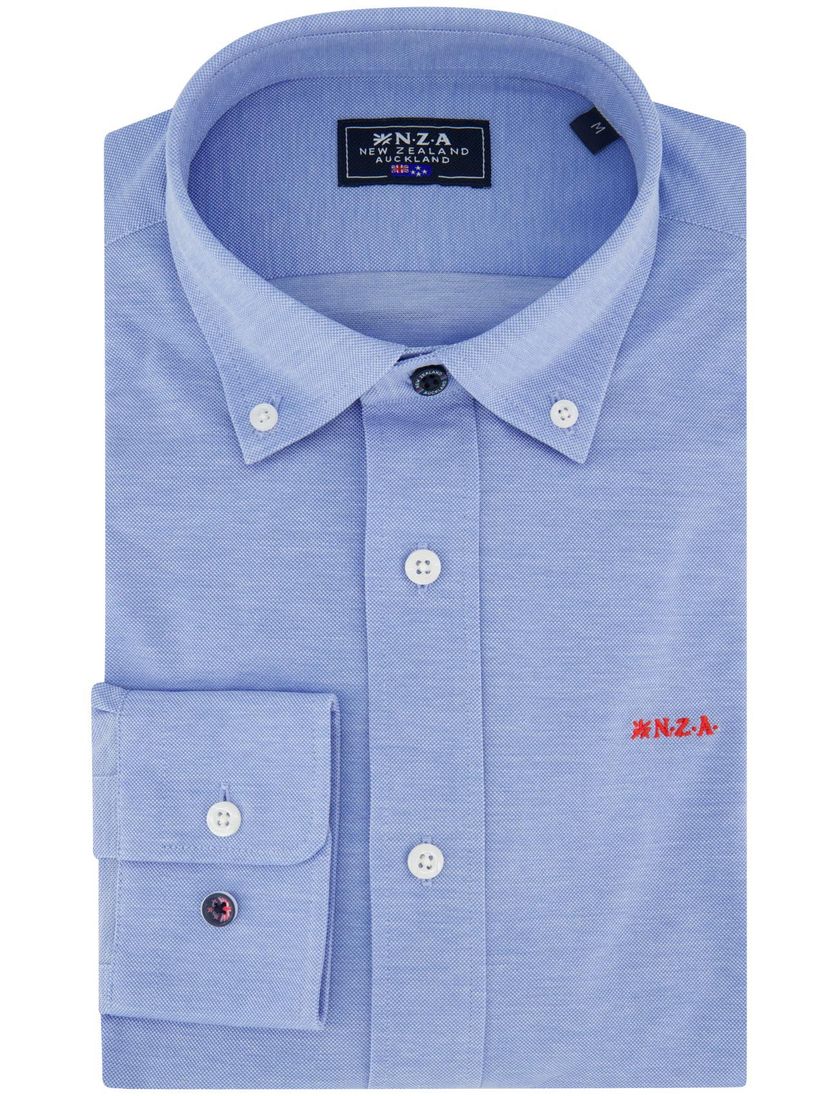 NZA overhemd lichtblauw Riley knitted button-down collar