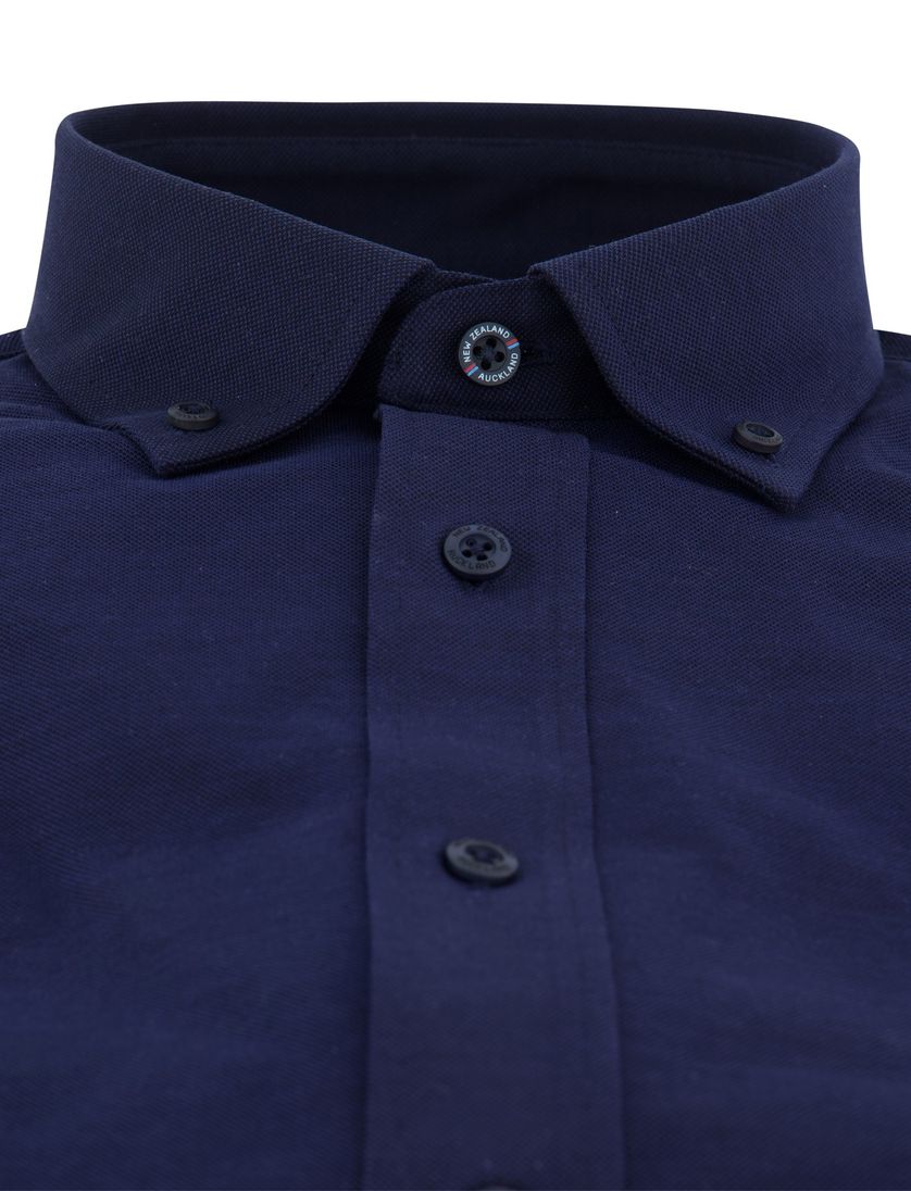 NZA overhemd donkerblauw knitted Riley button-down collar