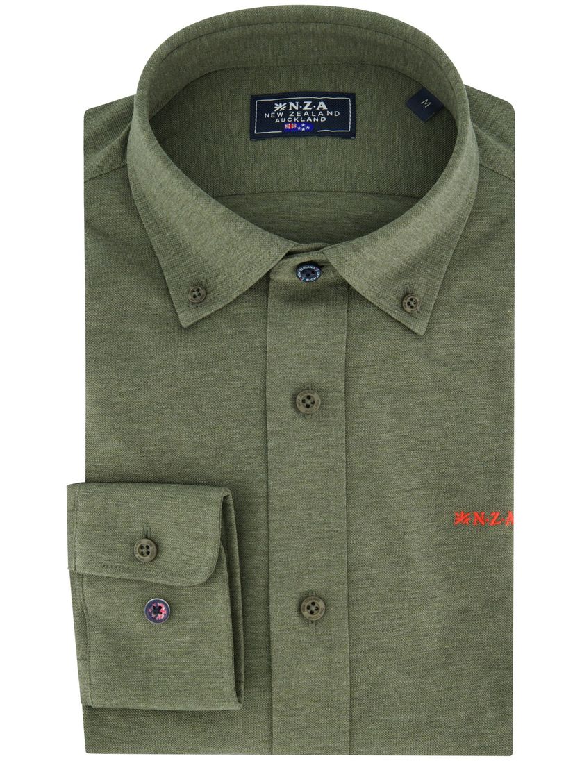 NZA overhemd knitted groen Riley button-down collar