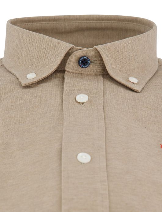 NZA overhemd Riley knitted beige gemêleerd