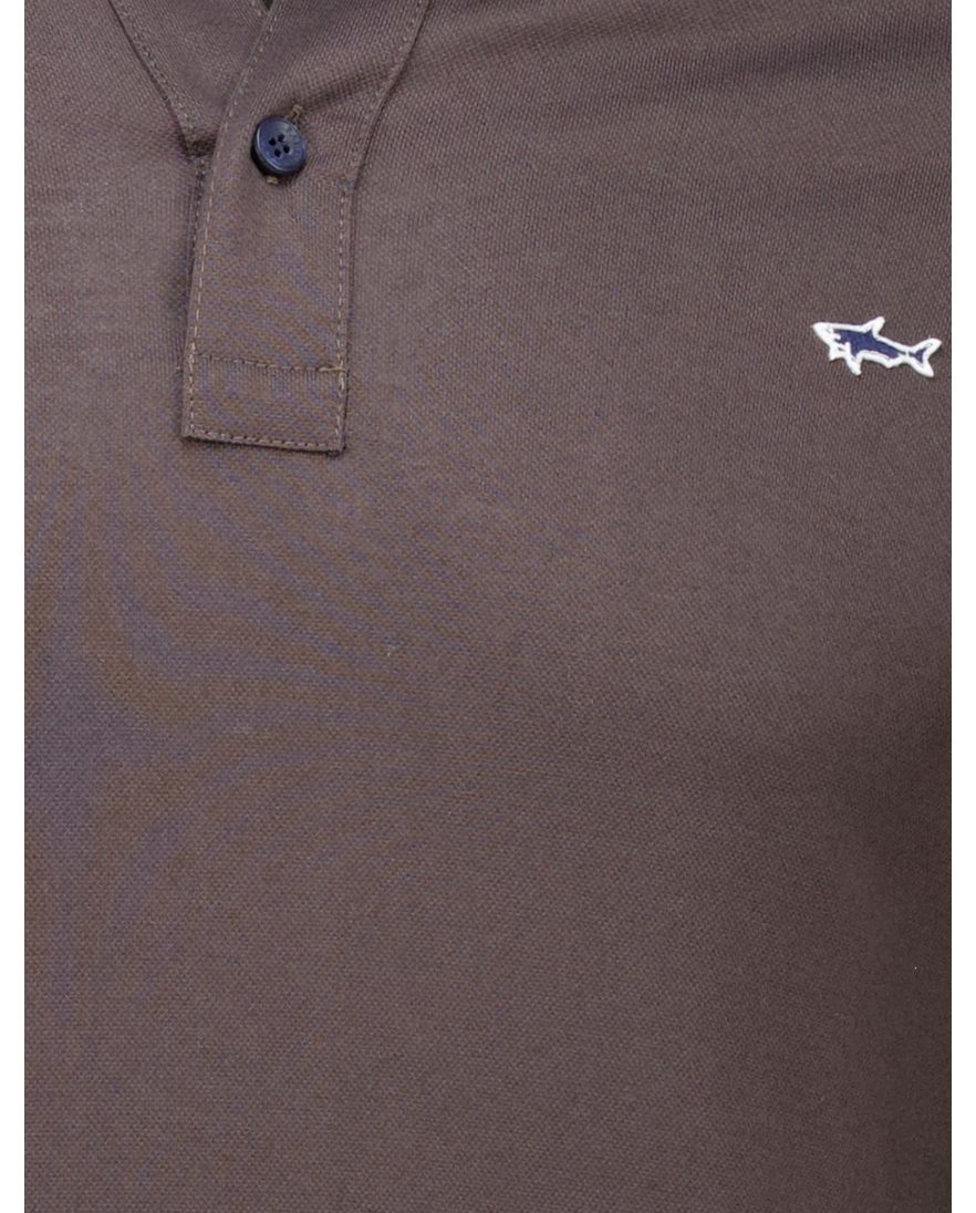 Paul en shark poloshirt bruin effen lange mouw katoen